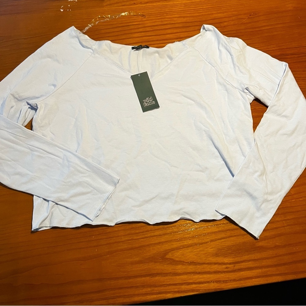 Wild Fable Women's Light Blue V Neck Long Sleeve Top XXL - Picture 2 of 5